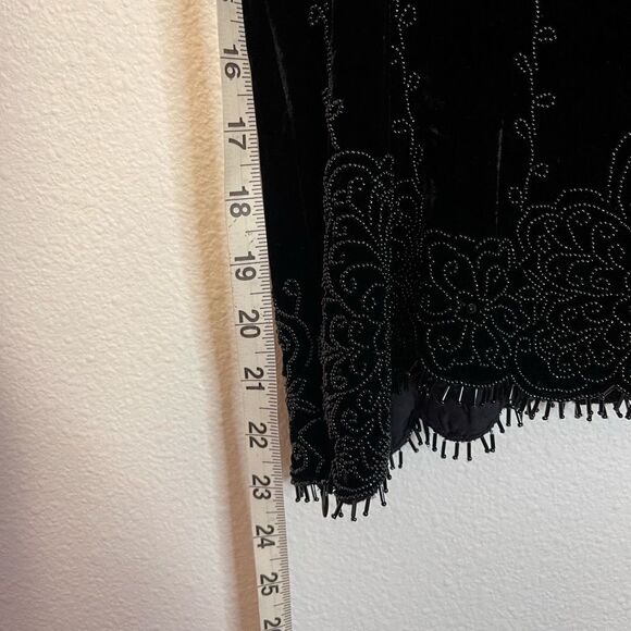 Lafayette 148 Black Velvet Beaded Fringe Tank Top Size 6 - Picture 11 of 13